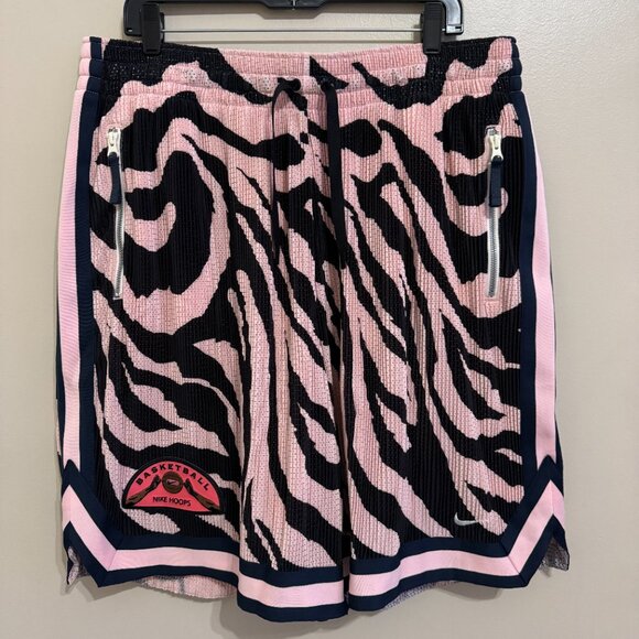 Nike Premium Ribbed Zebra 8" Basketball Shorts Pink DX0227-686 $100 Mens